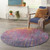 4' Blue And Orange Abstract Round Rug