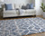 2' X 3' Blue And Ivory Geometric Power Loom Stain Resistant Area Rug