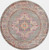 5' Gray And Gold Medallion Distressed Round Rug
