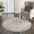 4' Ivory And Blue Medallion Round Rug
