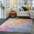 4' X 6' Blue And Orange Abstract Area Rug Polypropylene