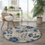 4’ Round Natural and Blue Indoor Outdoor Area Rug - 4512822810089