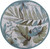 6' Ivory Teal Hand Tufted Tropical Leaves Round Indoor Area Rug