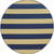 8’ Round Blue and Ivory Striped Indoor Outdoor Area Rug