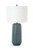 Set of Two 30" Textured Teal Blue Ceramic Table Lamps With White Shade