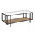 45" Black Brown And Clear Glass Rectangular Coffee Table With Shelf