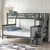 Gray Twin Over Full Contemporary Bunk Bed With Stairs And Shelves