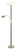 Two Light Combo Floor Lamp Wood Brushed Steel Torchiere with Frosted Glass Dome Shade and Reading Light with Brushed Steel Dome Shade