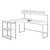 59" x 59" x 47.25" White Silver Metal Corner Computer Desk