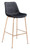 43" Black Velvet And Gold Bar Height Chair With Footrest