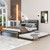 Black and Gray Metal And Upholstery Queen Bed Frame With Trundle