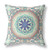 28" X 28" Beige And Blue Broadcloth Floral Throw Pillow