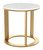 18" Gold And White Genuine Marble Look Round End Table