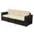 83" Black Faux Rattan and Ivory White Modular Outdoor Cushioned Sofa