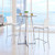 Set of Two White Faux Leather and Steel Modern Basket Weave Bar Chairs