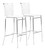 Set of Two White Faux Leather and Steel Modern Basket Weave Bar Chairs