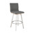 39" Gray Faux Leather And Iron Swivel Counter Height Bar Chair