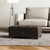 52" Brown Faux Leather Tufted Storage Ottoman