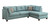 Teal Blue Linen L Shaped Two Piece Sofa and Chaise