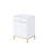 16" X 20" X 30" White High Gloss Gold Metal Wood Cabinet