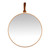 Minimalist Gold Round Mirror with Leather Strap