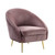32" Pink Velvet And Gold Barrel Chair