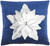 16" X 16" Navy And Silver Zippered Handmade 100% Cotton Christmas Throw Pillow