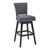 46" Gray Fabric and Dark Brown Solid Wood Swivel Bar Height Chair