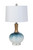 Set Of Two 28" White Aqua And Gold Glass Table Lamps With White Empire Shade