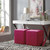 17" Fuchsia Velvet Quilted Cube Ottoman