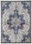 7' X 10' Gray Ivory And Blue Floral Power Loom Distressed Stain Resistant Area Rug