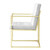 Set of Two Tufted White and Gold Upholstered Faux Leather Dining Arm Chairs