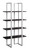 13.25" x 32" x 60" Cappuccino Silver Mdf Metal Bookshelf
