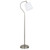 57" Nickel Arched Floor Lamp With White Frosted Glass Drum Shade