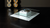 14" White Mdf And Glass Coffee Table