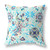 28" X 28" White And Blue Broadcloth Floral Throw Pillow