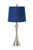 Set Of Two 26" Silver Metal Table Lamps With Blue Empire Shade