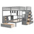Gray Full Over Twin Wood Bunk Bed With Stairs Desk Drawers And Storage