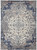 7' X 10' Ivory Gray And Blue Floral Power Loom Distressed Stain Resistant Area Rug