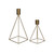 Set of Two Gold Metal Geometric Candle Holders