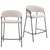 Set of Two 26" Cream and Black Faux Shearling and Steel Low Back Counter Height Bar Chairs