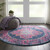 4' Blue And Pink Medallion Distressed Round Rug