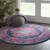 4' Blue And Pink Medallion Distressed Round Rug