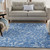 4' X 6' Blue And Ivory Floral Vines Distressed Area Rug