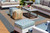 3'x5' Spa Blue Beige Hand Hooked UV Treated Bordered Indoor Outdoor Area Rug