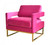 Stylish Pink Velvet And Gold Steel Chair