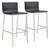 Set of Two Designer Black Faux Leather and Steel Barstools
