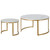 Set of Two 36" White And Gold Faux Marble And Steel Round Nested Coffee Tables
