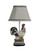 White and Black Rooster with Sunflower and Harlequin Patterned Accent Lamp