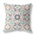 28" X 28" Off White And Blue Broadcloth Floral Throw Pillow